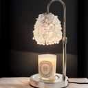 Candle Warmer Lamp with Timer & Dimmer, Adjustable Height Candle Lamp, Hand-Embedded Glass Crystal Lampshade, Valentines Day Gifts for Women/Mom, Wax Warmer for Home Decor (Silver)