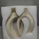 RHAIYAN 2Pcs/Set Nordic Ceramic White Matte Vase Unique Shape Design Hydroponic Dried Flower Ornament Living Room Porch Desktop Specific