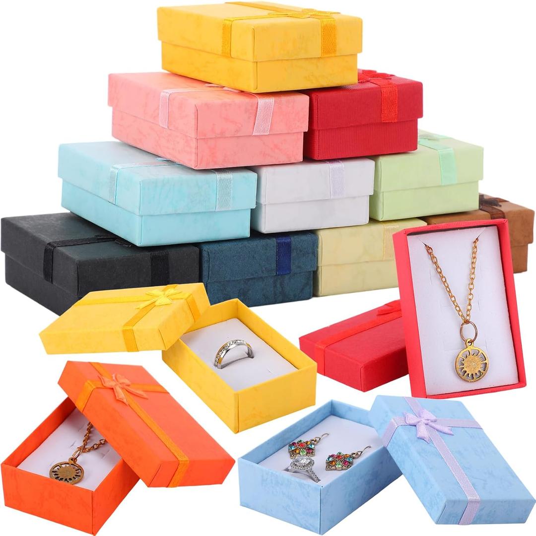 MTLEE 48 Pcs Gifts Box Set Jewelry Gift Boxes for Rings Pendants Earring Necklaces Cardboard Jewelry Boxes for Thanksgiving Day Christmas Birthday Anniversary Assorted Colors 3.15 x 1.97 x 1.18 Inch