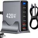 420W USB C Fast Charger Block, PD 3.1 140W USB C Charging Station, GaN Multi-Port PD PPS Fast Charging Station for Multiple Devices,Laptop Wall Charger Compatible with MacBook iPad iPhone 17/16 etc