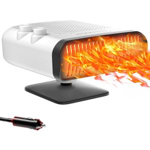 Car Heater, 24V Upgraded Fan Adjustable Speed Low Sound Car Heater That Plugs Into Cigarette Lighter, HOGUWID Car Defroster 2 In 1 Fast Heating & Cool Fan, 360 Degree Rotary Base Portable Car Heater
