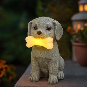 Solar Dog Garden Statues, Outdoor Puppy Figurine with Glowing Bone Light, Perfect Decor for Yard, Porch, Birthday, Christmas, or Memorial Gifts for Dog Lovers, Mom, Grandma