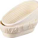 Ineyger Banneton Bread Proofing Basket - 10 inch Banneton Basket Sourdough Proofing Baskets Set of 2 Oval Proofing Bowls with Liners for Professional & Home Artisan Sourdough Bread Baking Supplies