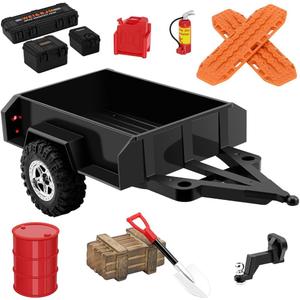 GLOBACT 1/18 RC Trailer with Hitch RC Crawler Accessories for TRX4M Defender 1/18 RC Crawler Upgrade (Orange)