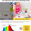 STERREN Modern LED Floor Lamp, 10000LM Touch Dimming Standing Lamp, 4000K Full Spectrum Eye-Care Reading Light Floor Standing, 76.8" Tall Lamp for Study Room, Office, Living Room, Bedroom (Black)