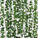 84 feet Artificial Vines Greenery Garland Fake Hanging Leaves Faux Foliage Plants for Wedding Party Garden Home Kitchen Office Wall Decorations (Scindapsus/12 Strands)