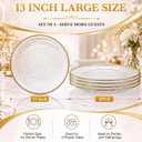 Havawish 4 Pcs 13 Inch Hammered Glass Charger Plates with Gold Edge
