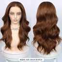26inch Synthetic Lace Front Wig Glueless Pre-Plucked Wig for Women Long Wavy Copper Brown 180% Density Natural Hairline Heat Resistant Wig for Everyday Wear