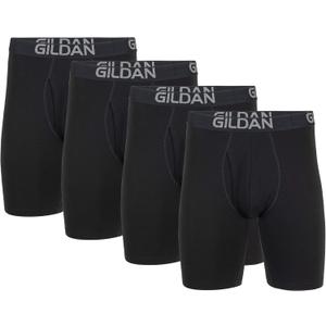 Gildan Men's Underwear Cotton Stretch Boxer Briefs, Multipack (XX-Large, Black Soot (4-pack, Long Leg))