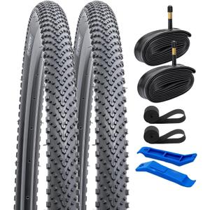 YUNSCM 700C Lightweight Bike Tires 700x38C (ETRTO 40-622) and 700C Bike Tubes - 60TPI Nylon, Puncture-Resistant, Compatible with Gravel Bike Tires 700x36C/37C/38C/39C/40C- 2 PCS (Y-586)