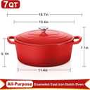 E-far 7QT Oval Dutch Oven Pot with Lid, Enameled Cast Iron Dutch Oven with Dual Handles for Sourdough Bread Baking Cooking, Nonstick Enamel Coated Cookware(Red), Non-Toxic & Easy Clean