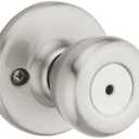 Kwikset Tylo Interior Privacy Door Knob with Lock, Door Handle For Bathroom and Bedroom, Satin Nickel Keyless Turn Lock Doorknob, with Microban Protection