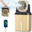 Portable Misting Fan, 24000mAh Camping Fan with 8L Bucket, 12Hrs Mist Rechargeable Fans, 60Hrs Cooling Battery Powered Fans with 2 Spray Modes, 3 Winds, 68LED Lights for Outdoor Garden, Worksites