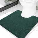 Smiry Luxury Chenille Toilet Rugs U-Shaped 20x20, Soft Absorbent Non-Slip Contour Bathroom Rugs for Toilet, Machine Washable Contoured Bath Mats, Green