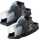 OWLTRA in-/Outdoor Safe Tunnel Snap Mouse Trap 2PCS, Instant Eliminate Rodent Snap Trap with Clear Tunnel Entry, Touch-Free Release, and Powerful Snap, Black, TST-217