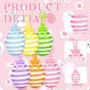 12 Pcs Easter Eggs Hanging Ornaments Cute Yarn Eggs Ornaments with Bow Easter Colorful Tree Decorations for Spring Party Home Decor Supplies