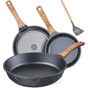 ITSMILLERS Kitchen Nonstick Cookware 3 Piece Omelette Pan Skillet Set, Nonstick Die-cast Deep Frying Pans set with Induction Bottom, 8, 9.5 & 11 Inches Frying Pans with Stay Cool Handles, PFOA Free