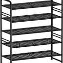 SUFAUY Shoe Rack for Closet, 5 Tier 33" Wide Shoe Storage Shelf for Entryway Bedroom, Stackable, Metal Frame, Black