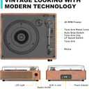 Vinyl Record Player with Speakers Vintage Turntable for Vinyls Records Belt-Driven Turntables 3-Speed Bluetooth Playback Headphone AUX RCA Line LP Vinyls Players for Sound Enjoyment Retro Brown