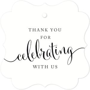 Andaz Press Fancy Frame Gift Tags, Thank You for Celebrating with Us, Red, 24-Pack, for Baby Bridal Wedding Shower, Birthdays, Anniversary, Graduation, Baptism, Christening, Party, Presents