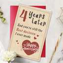 2 x Happy 4 Year Anniversary Card for Girlfriend Boyfriend, Fourth Wedding Anniversary Card for Wife Husband, Romantic Four Year Love Cards Gift for Him Her, Sweet Marriage Milestone Gift