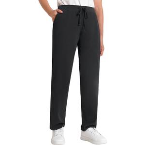 Weintee Women's Petite Sweatpants Jogging Pants with Pockets (Black)