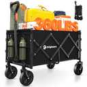 Originsure Collapsible Wagon Cart Foldable - Portable Heavy Duty Folding Beach Wagons with Wheels - Outdoor Utility Carts for Groceries, Shopping, Camping, Sports, Garden with Large Capacity - Black