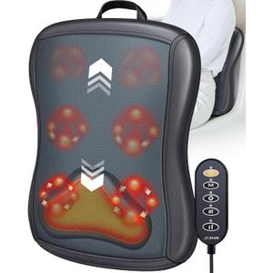 JZBRAIN Shiatsu Back Massager with Heat : Up and Down Rolling Massage - Electric Back Massager for Pain Relief Deep Tissue - Heated Lower Back Massager for Office, Home, Car Use（Black）