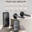 Keyless Entry Door Lock Deadbolt with Handle Set Smart Locks for Front Door with Lever Handles Auto Locking, Anti-Peeping Password & Easy Installation for Homes Hotel Bedroom Doors IP54