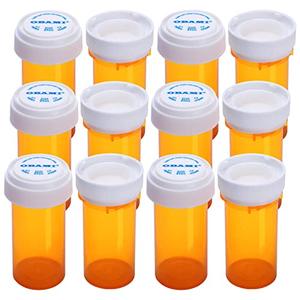 Plastic Empty Pill Bottles with Double Sided Use (Child Resistant & Easy Open) Caps - Medicine Container Pill Cases Dispenser Organizers (13 Dram, 12pcs)