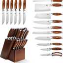 MSY BIGSUNNY Knife Block Set 17-piece Knife Set with Wooden Block - German Steel Perfect Cutlery Set Gift