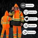 fortresswear Hi Vis Rain Jackets for Men Reflective Waterproof High Visibility Class 3 Safety Rain Suit with Black Bottom,Removable Hood. Size SM/MD