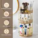 360 Rotating Makeup Organizer, Upgraded 3 Tier Skincare Perfume Organizers for Women, Bathroom Organizer Countertop, Clear Cosmetic Dresser Organizer with Makeup Brush Holder, Sink&Counter(Amber)