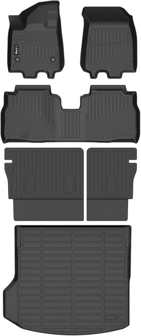 All Weather Floor Mats & Cargo Liner for Chevy Equinox EV 2024 2025 2026 with Backrest Custom Fit Full Set Accessories - Black