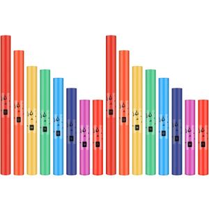 16 Pcs Musical Sound Tubes Set Plastic Classroom Percussion Instrument Kit, 11.61-24.8 inches