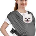 CUBY Swaddle Dog Sling Carrier for Small Dogs, Front Pet Sling Carrier Chest,Hands Free Adjustable Cat Sling Carrier Soft Cotton Reducing Pain Puppy Sling Carrier for Small Pet Up to 10lb (Dark Gray)