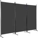 FDW 3-Panel Room Divider Privacy Screen, 6FT Portable Folding Partition with Metal Frame (102" W x 70" H) for Office/Home Use, Grey
