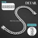 Tallew Silver Dog Chain Diamond Collar Walking Metal Chain Necklace with Secure Buckle Pet Cuban Style Collar Jewelry Accessories for Small Medium Large Dog Cats(22 Inch)