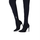 Elisabet Tang Thigh High Boots Over the Knee Boots for Women,Sexy 4.3 inch Stilettos High Heels Boots Stretch Suede Long Pointed Toe Shoes 8, Black
