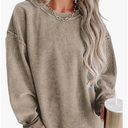 SELINK Womens Crewneck Oversized Corduroy Corded Sweatshirt Long Sleeve Casual Pullover Tops S