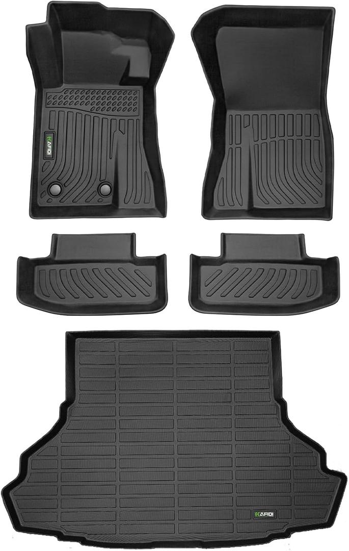 HAFIDI Floor Mats & Cargo Liner Set Fit for 2015-2026 Ford Mustang (NOT for Mustang Mach E) All Weather Protection TPE Anti-Slip Automotive Full Set Floor Liners Custom Accessories - Black