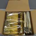 N9R 500PCS Gold Plastic Silverware - Gold Plastic Cutlery Set Disposable Flatware Dinnerware -200 Forks, 150 Spoons, 150 Knives for Party, Birthday, Wedding Utensils