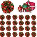 MINYSIC 24PCS Christmas Tinsel Bows for Gift Wrapping, Self Adhesive Christmas Gift Wrap Tinsel Bows Toppers for Xmas Party Birthday New Year Gifts Wrapping Decorations (Red&Green)