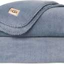 UGG Whitecap Plush Throw Blanket Fleece Lightweight Soft Cozy Throw for Couch or Bed Luxury Home Decor for Living Room Washable Hypoallergenic Blankets for Dorm Decor, 50-inch x 70-inch, Denim Blue