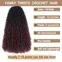 COOKOO 12 Inch Pre-Looped Yanky Twist Crochet Braiding Hair - 8 Packs Fluffy Marlybob Short Spring Braids Synthetic Hair Extensions for Women (1B/99j#)