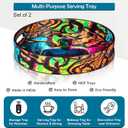 Crocon Wooden Round Ottoman Trays with Handles  Set of 2 Decorative Buddha Print Serving Trays for Kitchen Coffee Table Living Room and Home Dcor