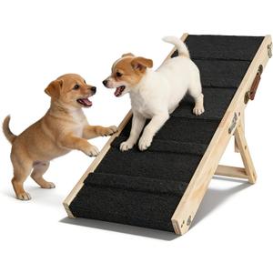 Wooden Pet Ramp for Bed, Foldable Dog Ramp with Removable Side Rails, Lightweight Ramp for Dogs for Large Dogs Senior Cats, Supports up to 50 lbs for Easy Access to Bed or Car (Trumpet)