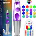 17 Colors Changing Liquid Motion Lamp with Remote: 13.5" Purple LED Night Light for Kids Adults - Relaxing Table lamp for Bedroom Office - Glitter Mood Lighting for Home Decor Christmas Decorations