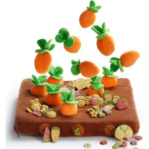 Nocciola 12 pcs Easter Dog Toys, Carrot Bunny Dog Enrichment Puzzle Squeaky Toys for Hide and Seek, Small and Medium Dogs