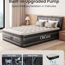 OhGeni Queen Air Mattress with Built in Pump, 18 Raised Comfort Inflatable Mattress, Quiet Surface Portable Blow Up Mattress, Air Bed for Home and Guest, Colchone Inflable, 650 lbs Max (Black)